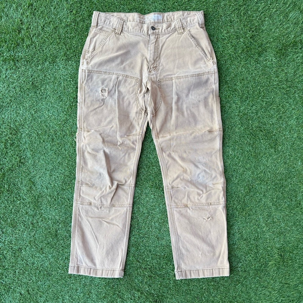 Carhartt Relaxed Fit Carpenter Pants 34 x 28 Workwear Utility‎ Cotton Distressed